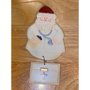 Wooden Santa Claus Doctor Hanging Christmas Tree Ornament Stethoscope Medical